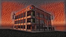 a drawing of a building with a sign that says abc