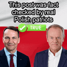 a post that says this post was fact checked by real polish patriots with two men