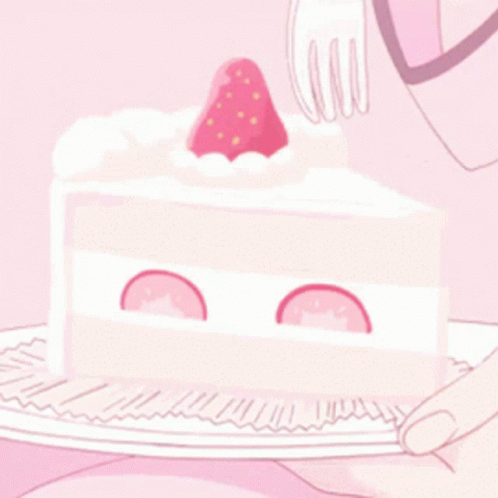cake strawberry anime freetoedit cake sticker by sukipooki