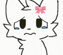 a drawing of a cat with a pink bow on its head
