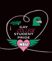 a logo for gay college student pride with a green eagle
