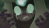 a cartoon drawing of a monster with a very angry face
