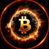 a burning coin with the letter b in the middle
