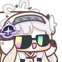 a cartoon drawing of a girl wearing sunglasses and a headband .