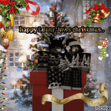 a happy lunar jaws christmas greeting card