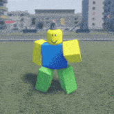 a roblox character with a mouse on his head is walking in the grass