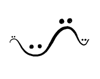 a black and white drawing of a smiley face with dots on it