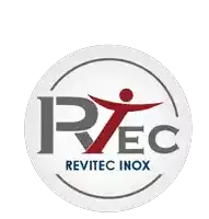 a logo for revitec inox shows a man with arms outstretched