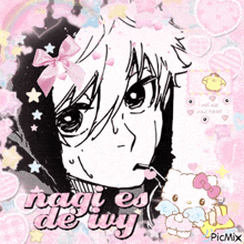 a drawing of a girl with a bow on her head and the words nagi es de ivy