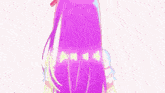 a close up of a girl with purple hair
