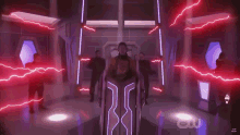 a man in a superman costume is surrounded by red lightning