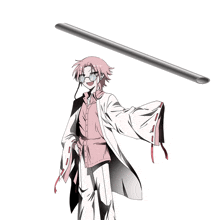 a drawing of a girl with glasses and a long stick