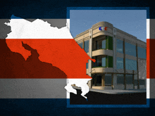 a map of costa rica and a building with the letters nc on it