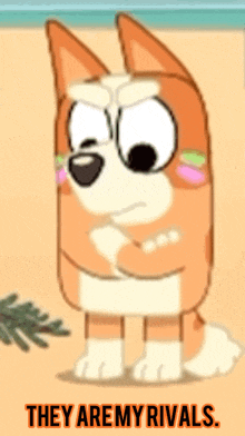 a cartoon dog with the words " they are my rivals " below it