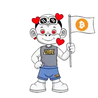 a cartoon character holding a flag with a b on it