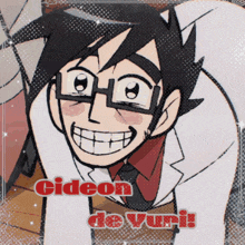 a cartoon drawing of a man with the name cideon de yuri on it