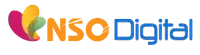 a colorful logo for nsc digital with a heart