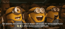 a group of minions are sitting in chairs and laughing