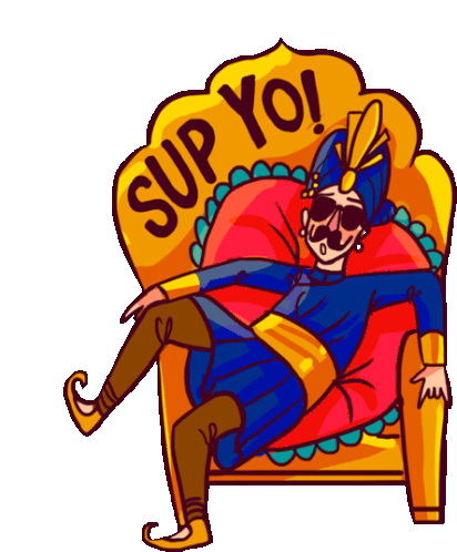 Jahangir On A Throne Says 'Sup Yo' In English Sticker - Royal Affair Sup Yo Golden Chair Stickers