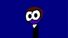two cartoon characters are standing next to each other on a blue background . one has a red head and the other has a black head