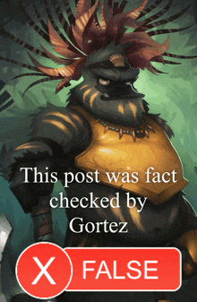 an x false button is next to a picture of a gorilla with feathers on his head