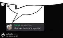 a picture of a cat with a speech bubble that says kuraa on it