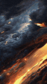 a painting of a cloudy sky with a few rays of light