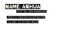 a pixel art of a person 's name and their pronouns .