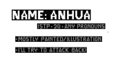 a pixel art of a person 's name and their pronouns .