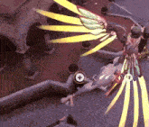 a video game character with wings and a white cross on his chest