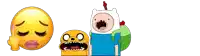 a group of cartoon characters including finn and jake are standing next to each other on a white background