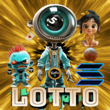 a poster for lotto with a cartoon character