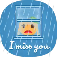 an illustration of a woman looking out a window with the words " i miss you " below it