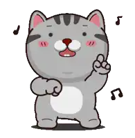 a cartoon cat is dancing with music notes behind him
