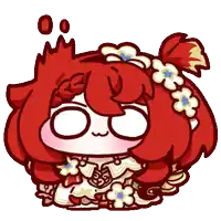 a cartoon of a girl with red hair and flowers in her hair