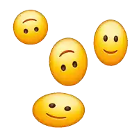 a group of smiley faces on a white background one of which is smiling