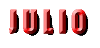 the word julio is displayed in red letters on a white background