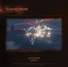 a screen shot of a video game with synergy burst written on it