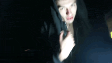 a blurry picture of a man with the words " when i come home " on the bottom