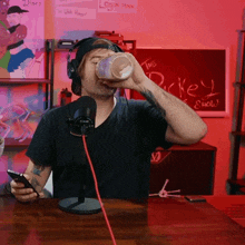 Sipping A Protein Drink The Dickeydines Show GIF - Sipping A Protein Drink The Dickeydines Show Gulping Down A Protein Drink GIFs