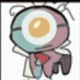 a cartoon character with a large eye and a heart
