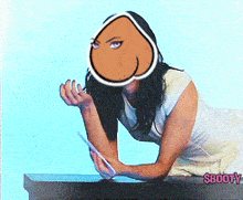 a picture of a woman with a cartoon face and the words $booty