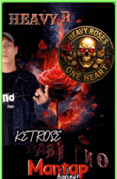 a poster for heavy roses with a man holding a guitar