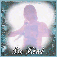 a picture of a woman with the words " be kind " written on it