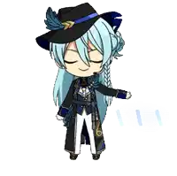 a cartoon character with long white hair and a hat
