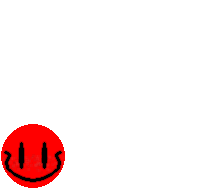a red smiley face with black lines on it