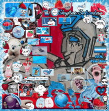 a collage of images with the words skyfine saturday on the bottom
