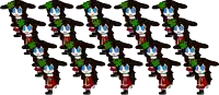 a bunch of cartoon characters with blue eyes are lined up in a row