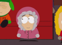 two cartoon characters are standing next to each other and one is wearing a pink jacket