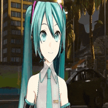 hatsune miku is wearing a headset and a tie